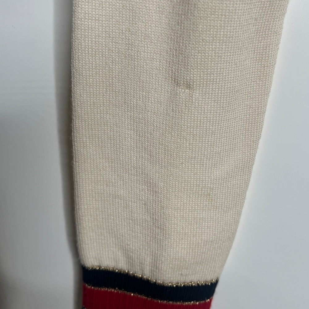 Gucci Sz S Cream Wool Lurex Web Trim Crew Neck Sweater - Picture 8 of 8